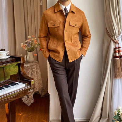 Old Money Wildleder Freizeitjacke mit Revers