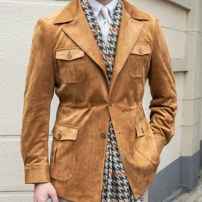 Old Money – Slim Fit – Italienische Wildlederjacke aus Samt