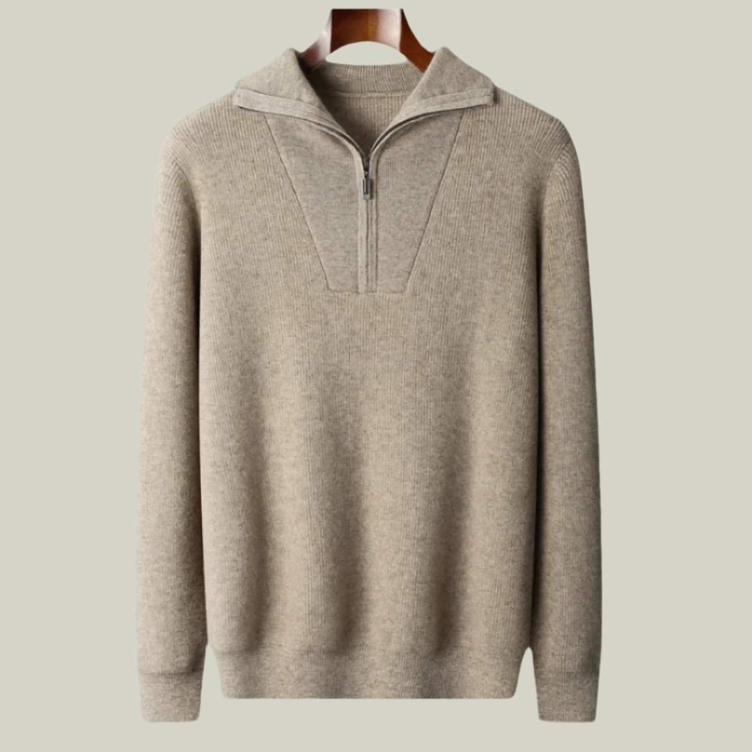 Pullover aus 100 % Kaschmir mit halbem Reißverschluss