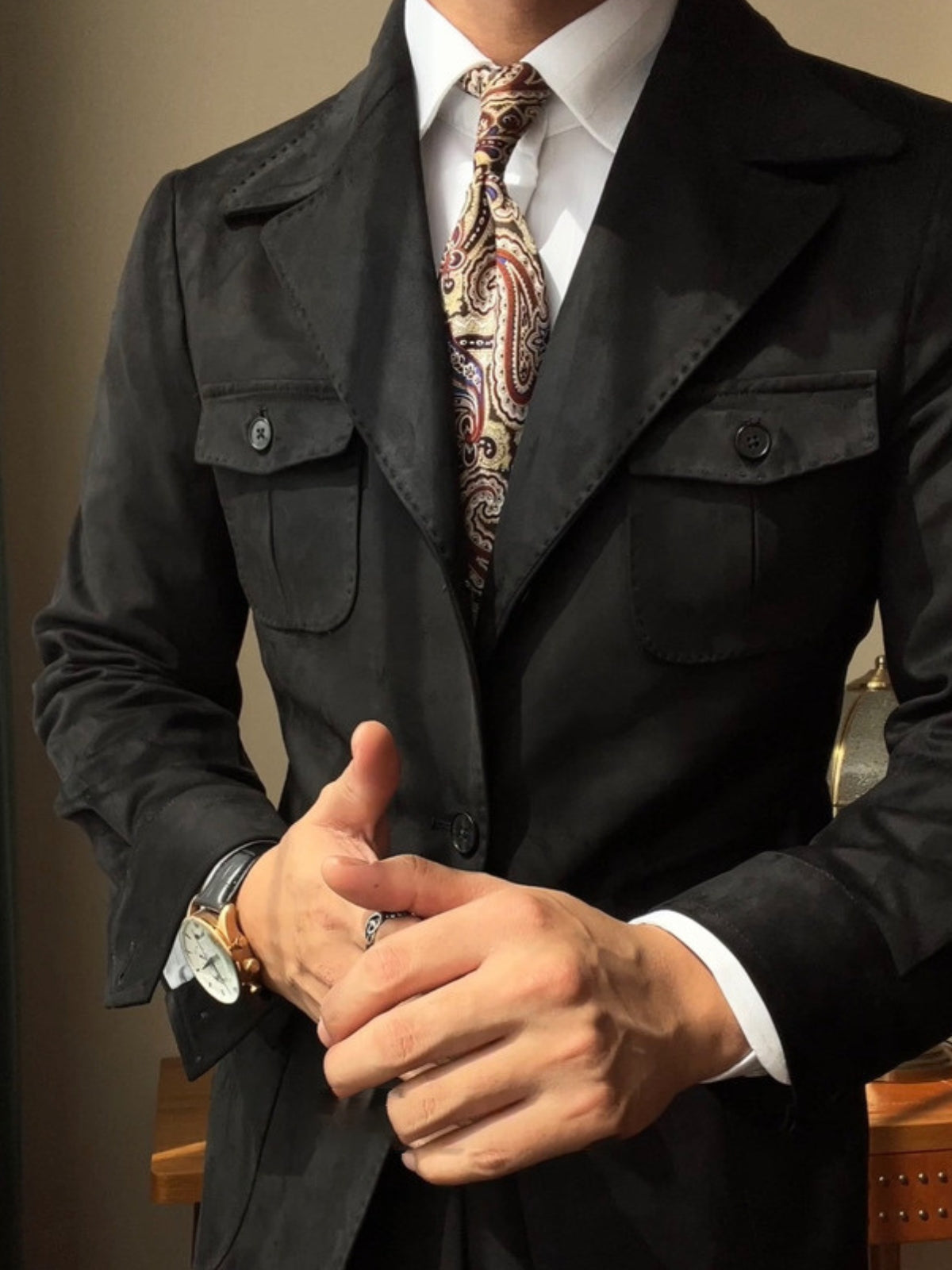 Old Money – Slim Fit – Italienische Wildlederjacke aus Samt
