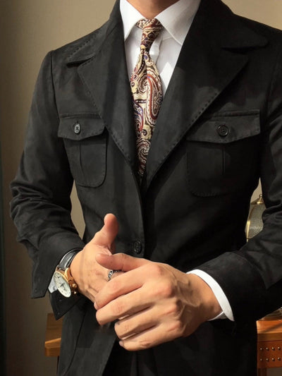 Old Money – Slim Fit – Italienische Wildlederjacke aus Samt
