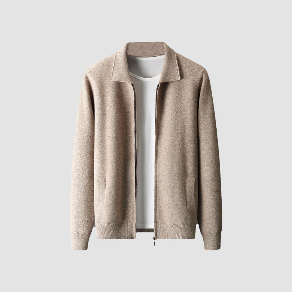 Old Money – Strickjacke aus Wolle und Kaschmir mit Reverskragen
