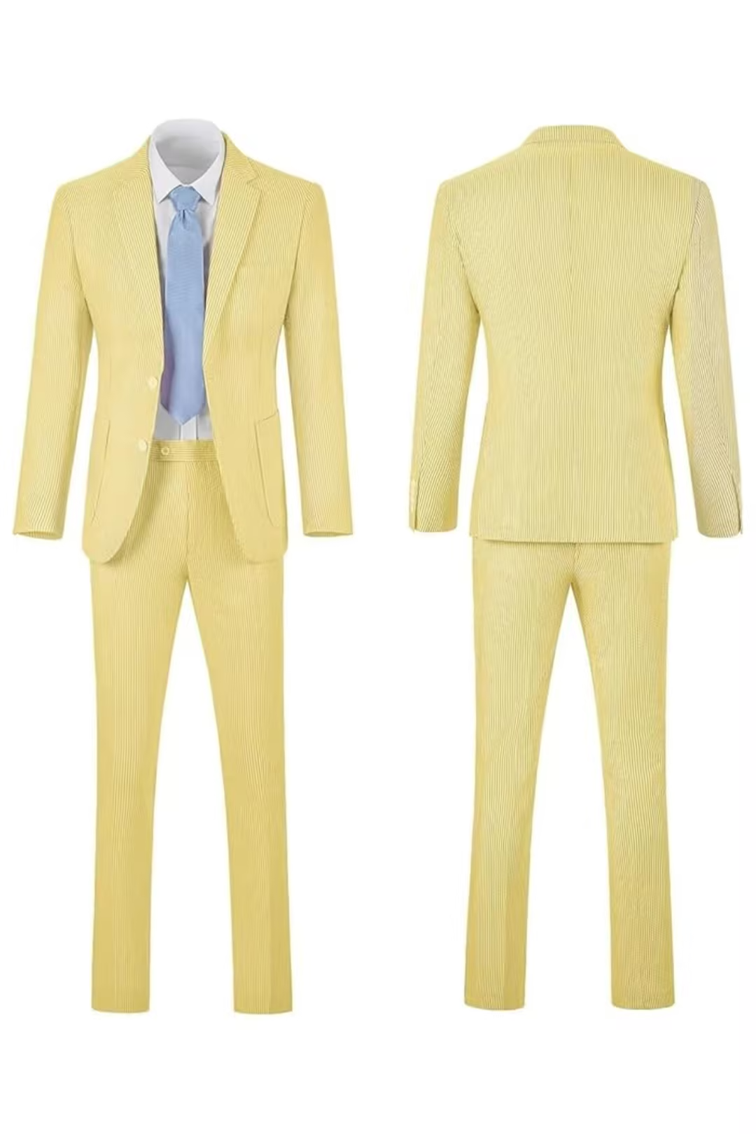 Seersucker gestreifter Blazer mit Hose, 2-teiliger Sommeranzug für Herren