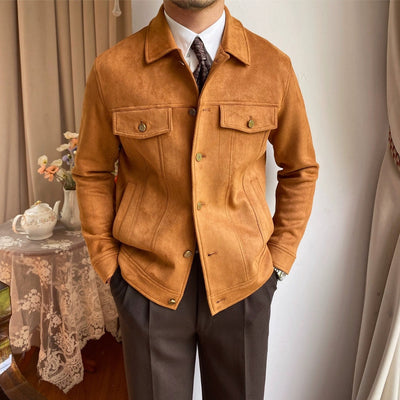 Old Money Wildleder Freizeitjacke mit Revers