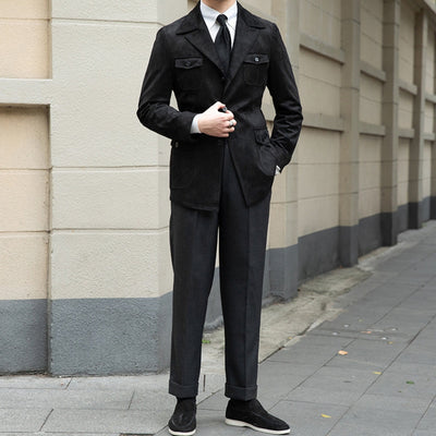 Old Money – Slim Fit – Italienische Wildlederjacke aus Samt