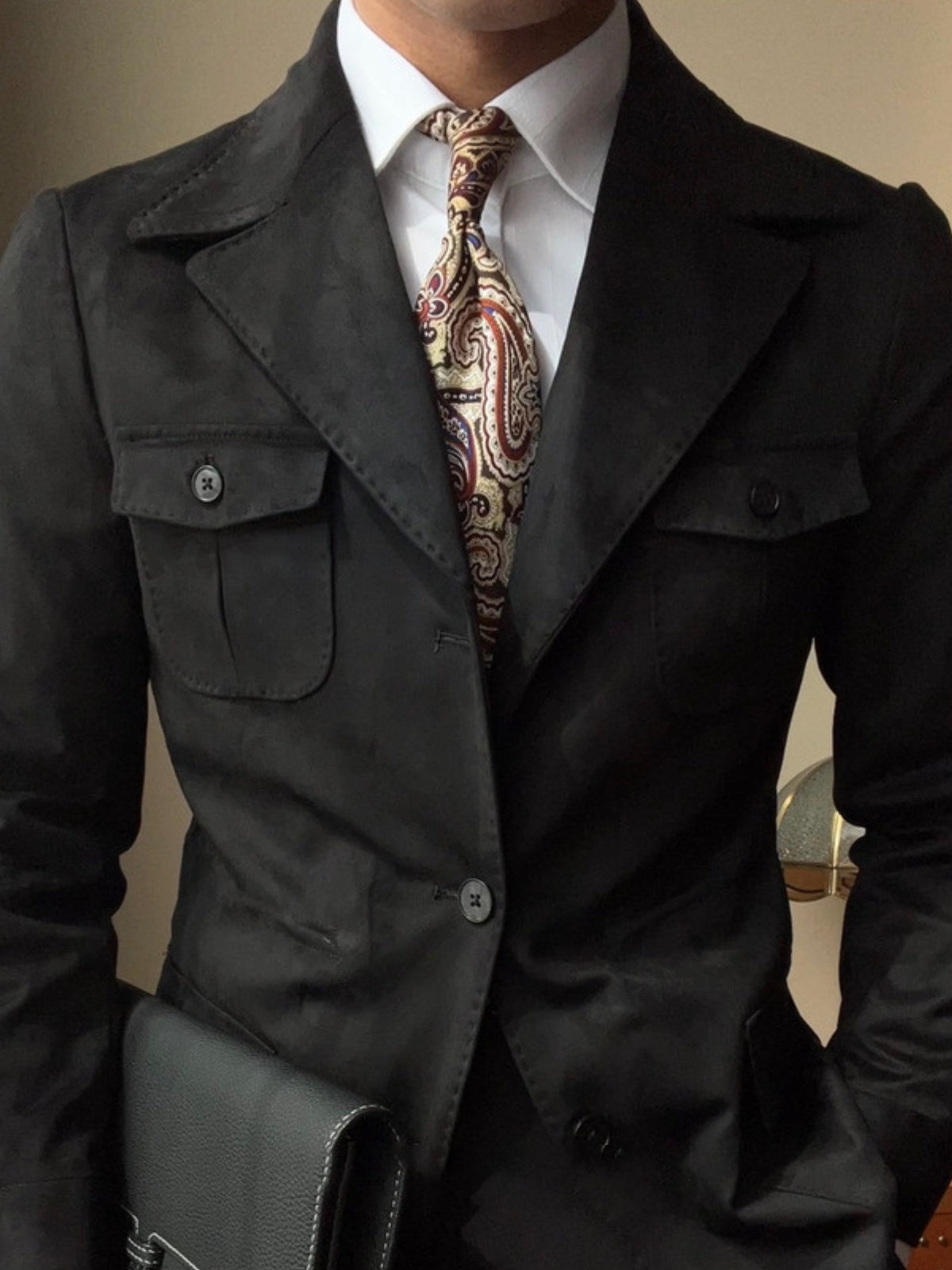 Old Money – Slim Fit – Italienische Wildlederjacke aus Samt