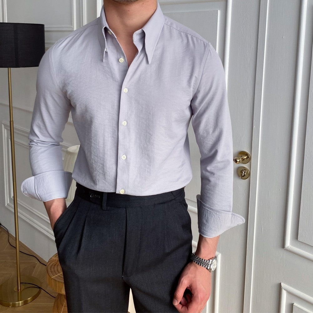 Old Money – Lässiges Slim-Fit-Hemd mit großer Spitze