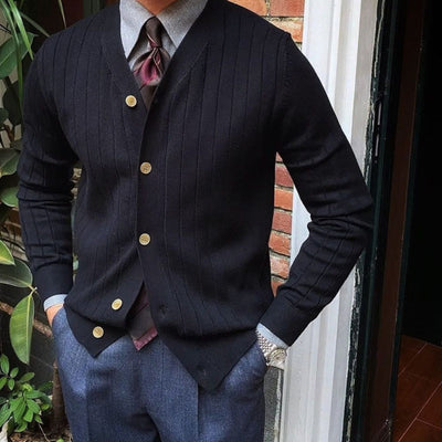Old Money Strickjacke mit V-Ausschnitt
