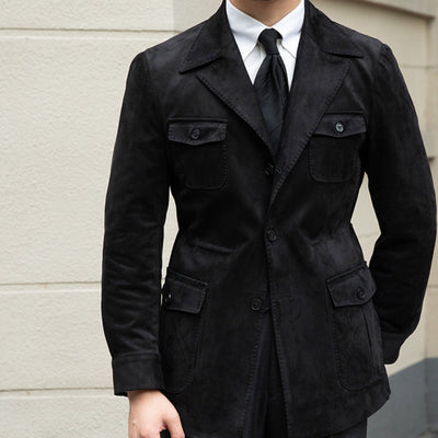 Old Money – Slim Fit – Italienische Wildlederjacke aus Samt