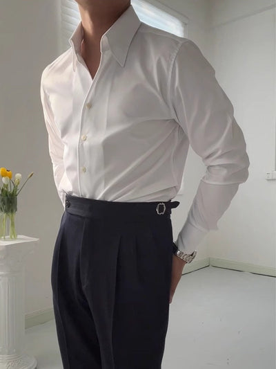 Old Money Italian Athletic V-Ausschnitt Bambushemd
