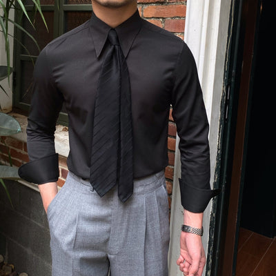 Old Money – Lässiges Slim-Fit-Hemd mit großer Spitze