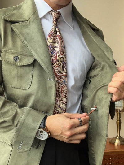 Old Money – Slim Fit – Italienische Wildlederjacke aus Samt