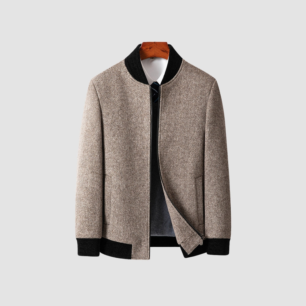 Old Money Wolljacke mit Stehkragen und Reißverschluss