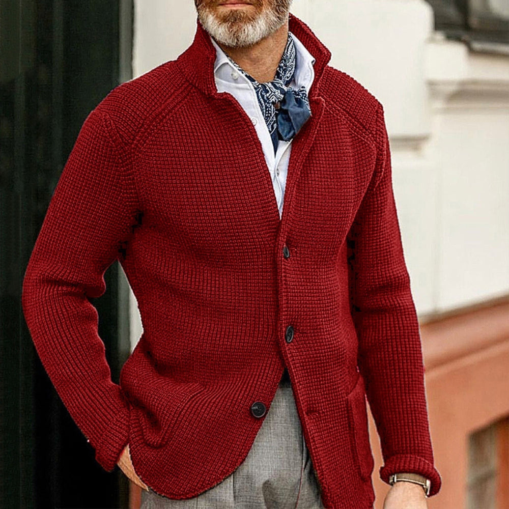 Old Money Slim-Fit Strickpullover mit Stehkragen