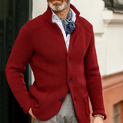 Old Money Slim-Fit Strickpullover mit Stehkragen