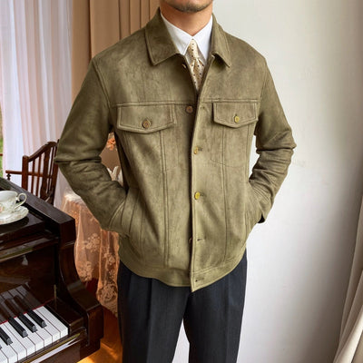 Old Money Wildleder Freizeitjacke mit Revers