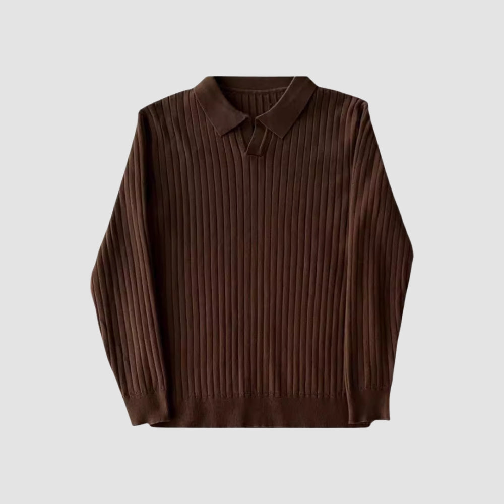 Old Money – Koreanischer Strickpullover mit Reverskragen