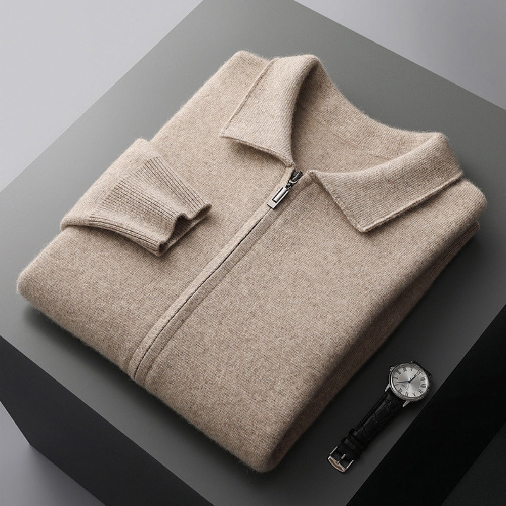 Old Money – Strickjacke aus Wolle und Kaschmir mit Reverskragen