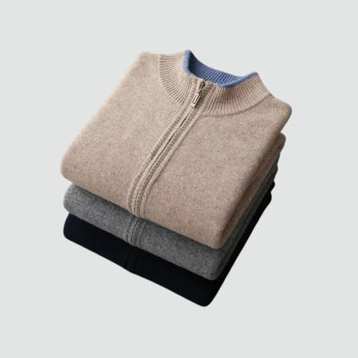 Old Money – Strickjacke aus reinem Kaschmir mit Reißverschluss
