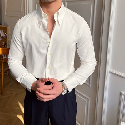 Old Money – Lässiges Slim-Fit-Hemd mit großer Spitze