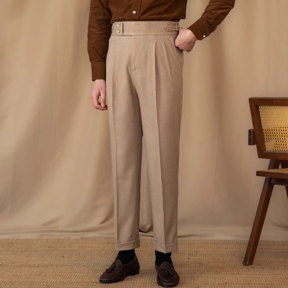 Old Money – Gerade Anzughose mit hoher Taille und verstellbarer Schnalle