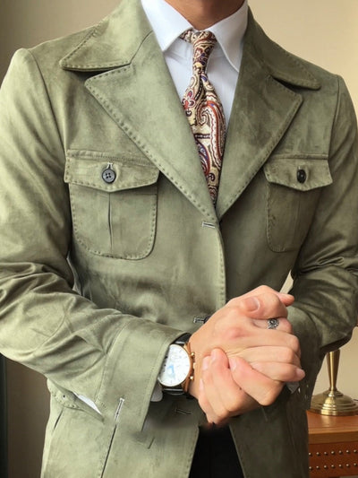 Old Money – Slim Fit – Italienische Wildlederjacke aus Samt