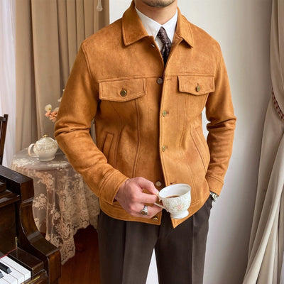 Old Money Wildleder Freizeitjacke mit Revers