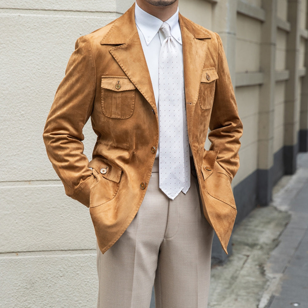 Old Money – Slim Fit – Italienische Wildlederjacke aus Samt