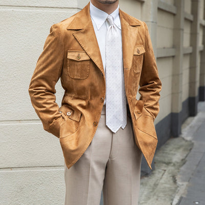 Old Money – Slim Fit – Italienische Wildlederjacke aus Samt