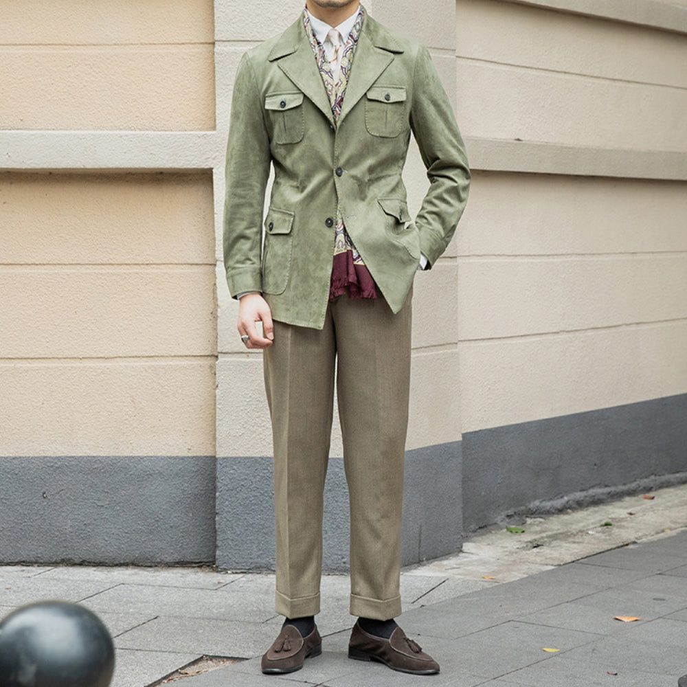Old Money – Slim Fit – Italienische Wildlederjacke aus Samt