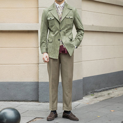 Old Money – Slim Fit – Italienische Wildlederjacke aus Samt