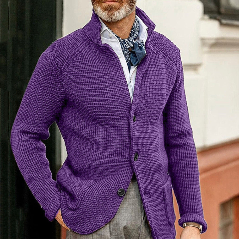 Old Money Slim-Fit Strickpullover mit Stehkragen