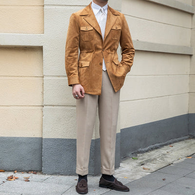 Old Money – Slim Fit – Italienische Wildlederjacke aus Samt
