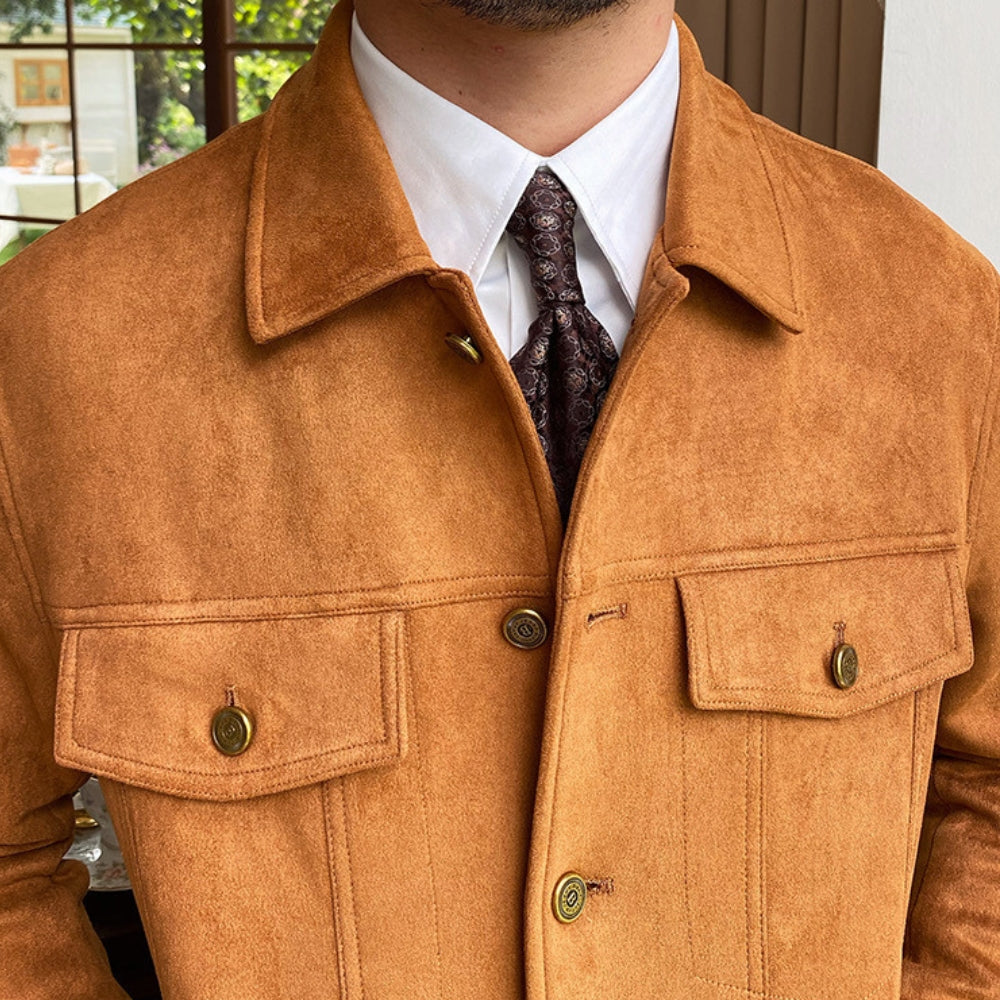 Old Money Wildleder Freizeitjacke mit Revers