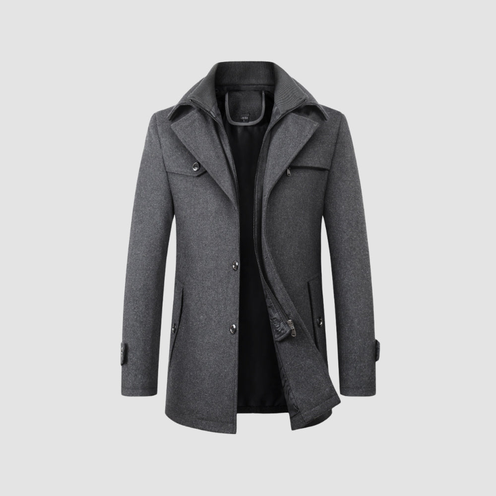 Old Money Mittellanger Wollmantel im Business Casual Style