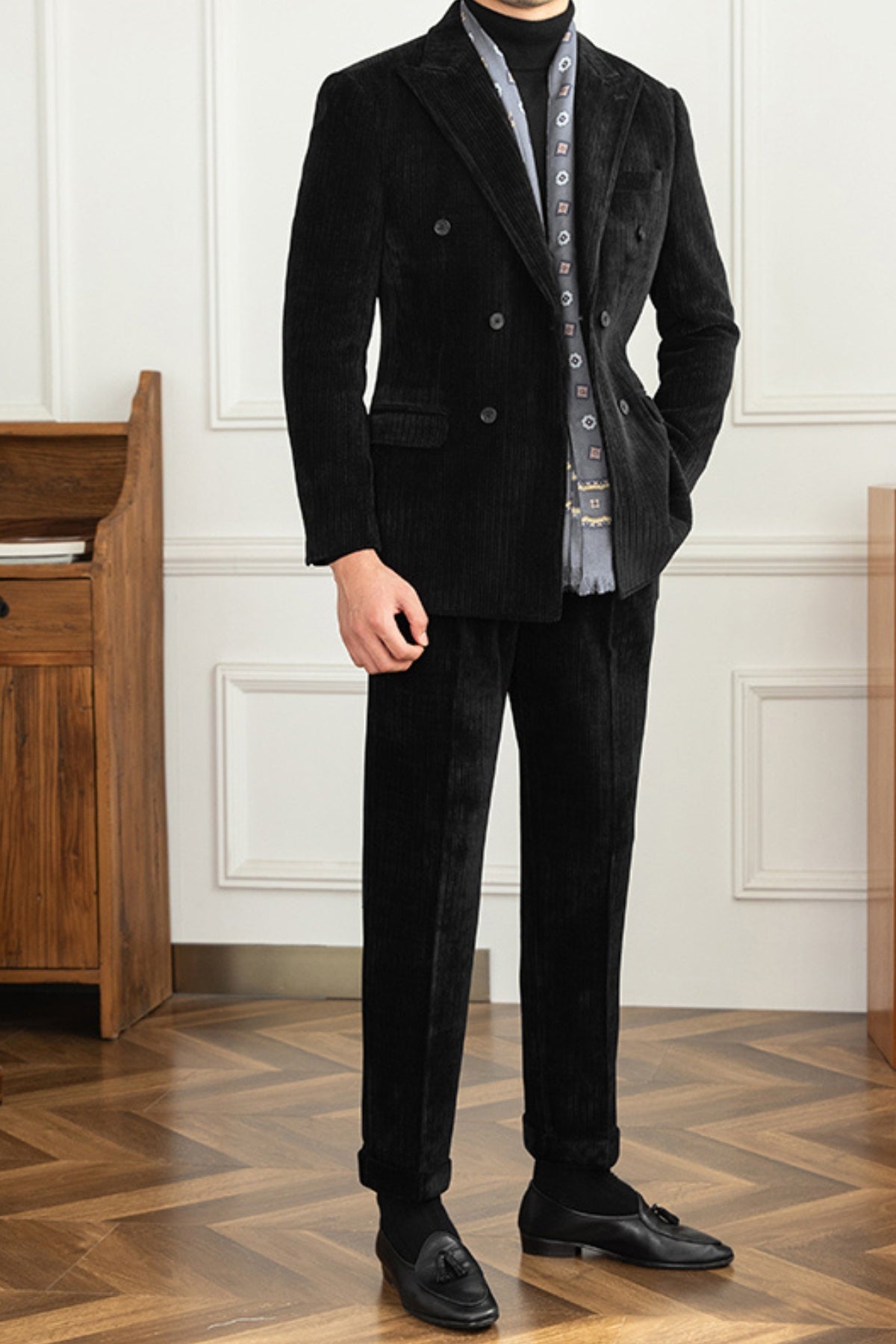 Old Money Winter Cordanzug im Slim Fit