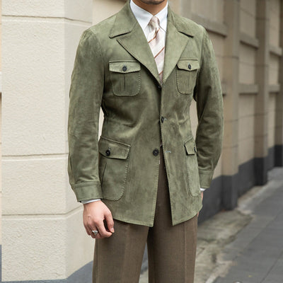 Old Money – Slim Fit – Italienische Wildlederjacke aus Samt