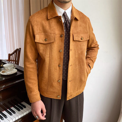 Old Money Wildleder Freizeitjacke mit Revers