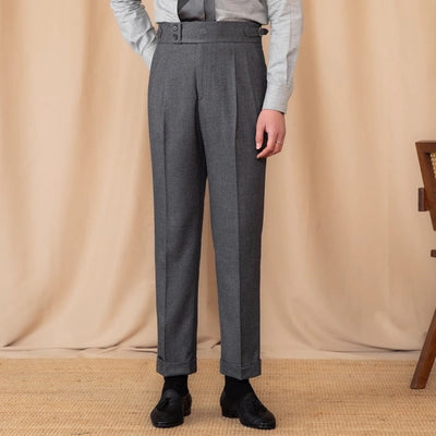 Old Money – Gerade Anzughose mit hoher Taille und verstellbarer Schnalle