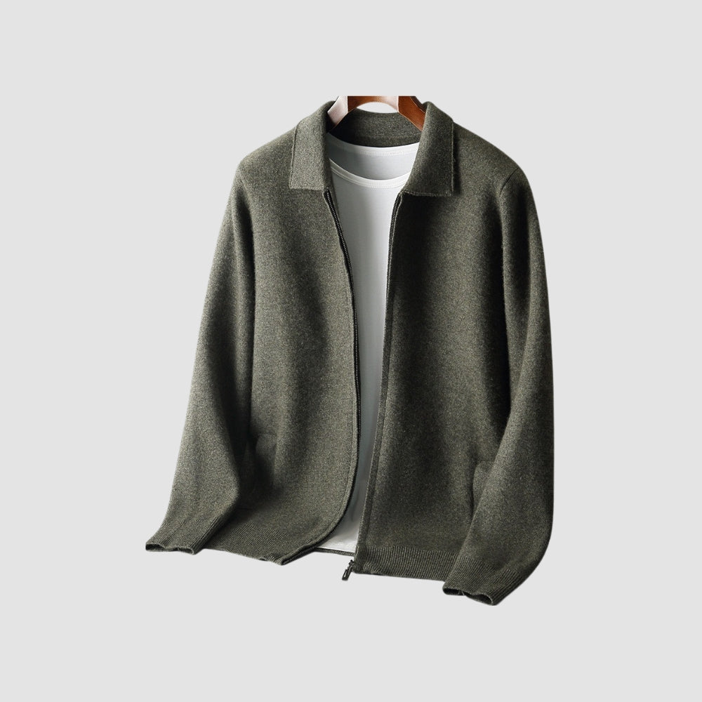 Old Money – Strickjacke aus Wolle und Kaschmir mit Reverskragen