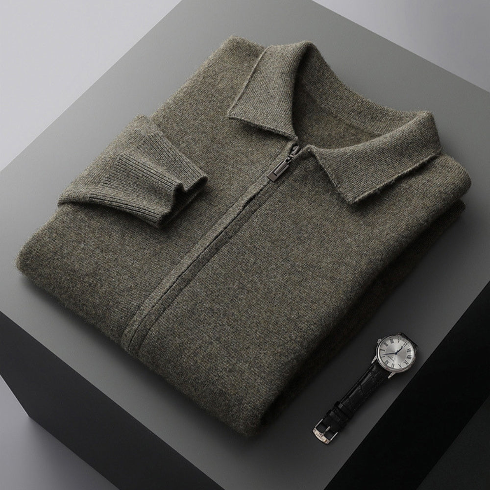 Old Money – Strickjacke aus Wolle und Kaschmir mit Reverskragen