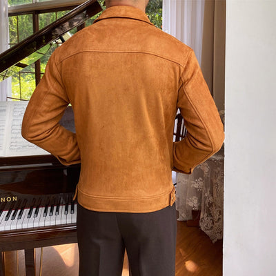 Old Money Wildleder Freizeitjacke mit Revers
