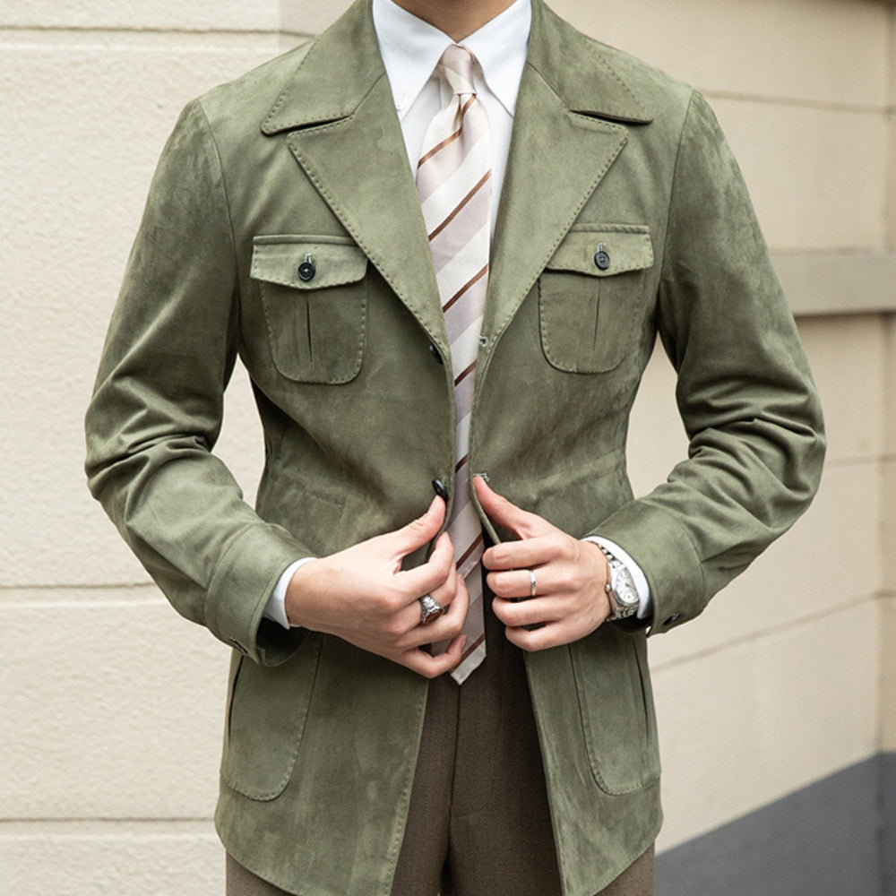 Old Money – Slim Fit – Italienische Wildlederjacke aus Samt