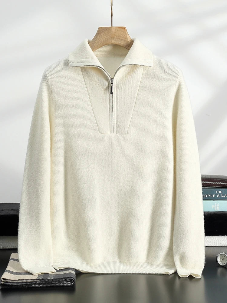 Pullover aus 100 % Kaschmir mit halbem Reißverschluss