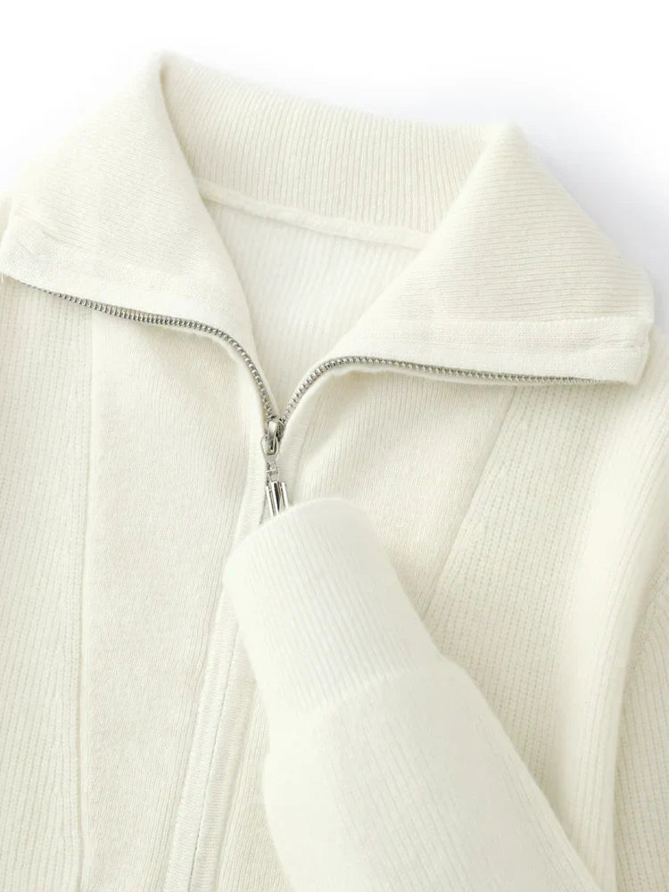 Pullover aus 100 % Kaschmir mit halbem Reißverschluss