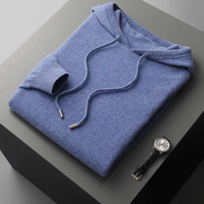 100 % Kaschmirpullover mit Kapuze