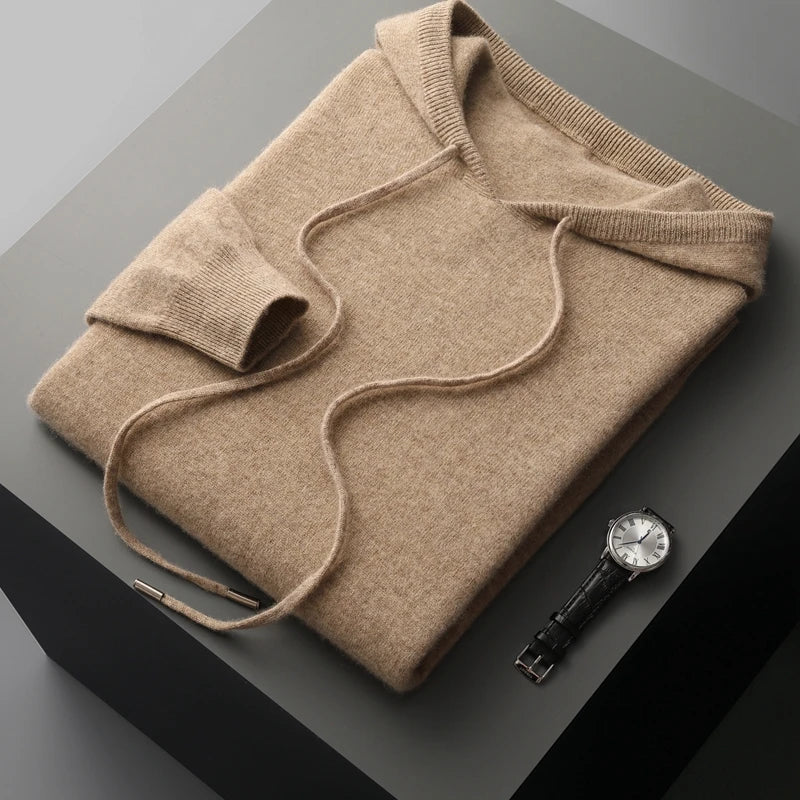 100 % Kaschmirpullover mit Kapuze