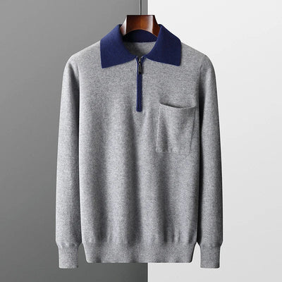 POLOSHIRT AUS 100 % KASCHMIR MIT REISSVERSCHLUSS