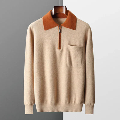 POLOSHIRT AUS 100 % KASCHMIR MIT REISSVERSCHLUSS