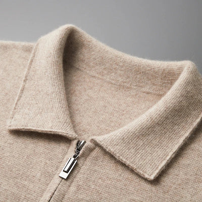 Old Money Herren-Strickjacke aus Kaschmir mit durchgehendem Reißverschluss